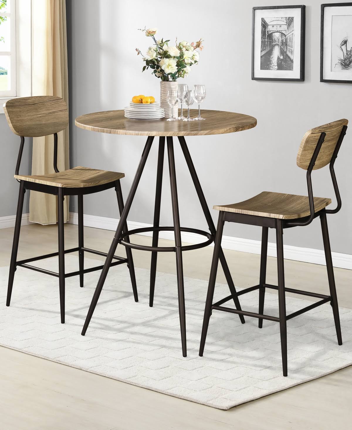 3-Piece Counter Dining Set Gray D46198