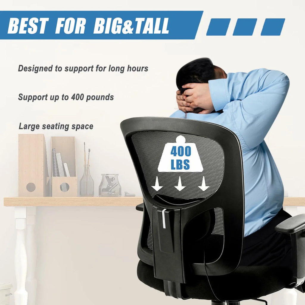 Black Ergonomic Mesh Office Chair with Arms H970781
