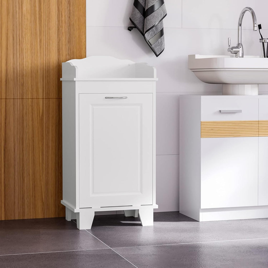 White Tilt Out Laundry Hamper Storage Cabinet H1032