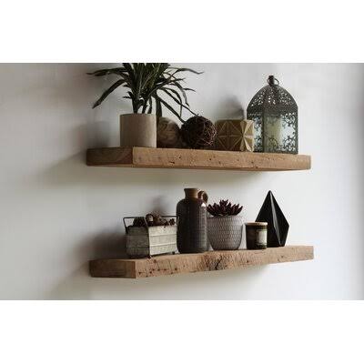 Reclaimed Barn Wood Floating Accent Wall Shelf Set of 2 Z183618