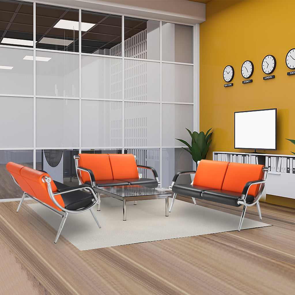 Orange 3-Seat Bench with Armrest E182110