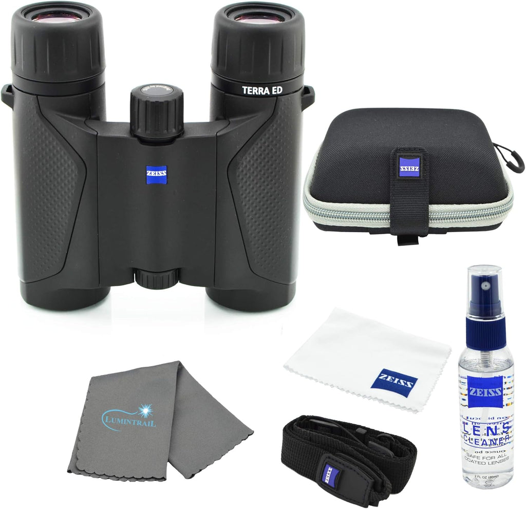 8x25 Compact Pocket Binocular Black Bundle with Lens Care Kit and Cleaning Cloth Z69885