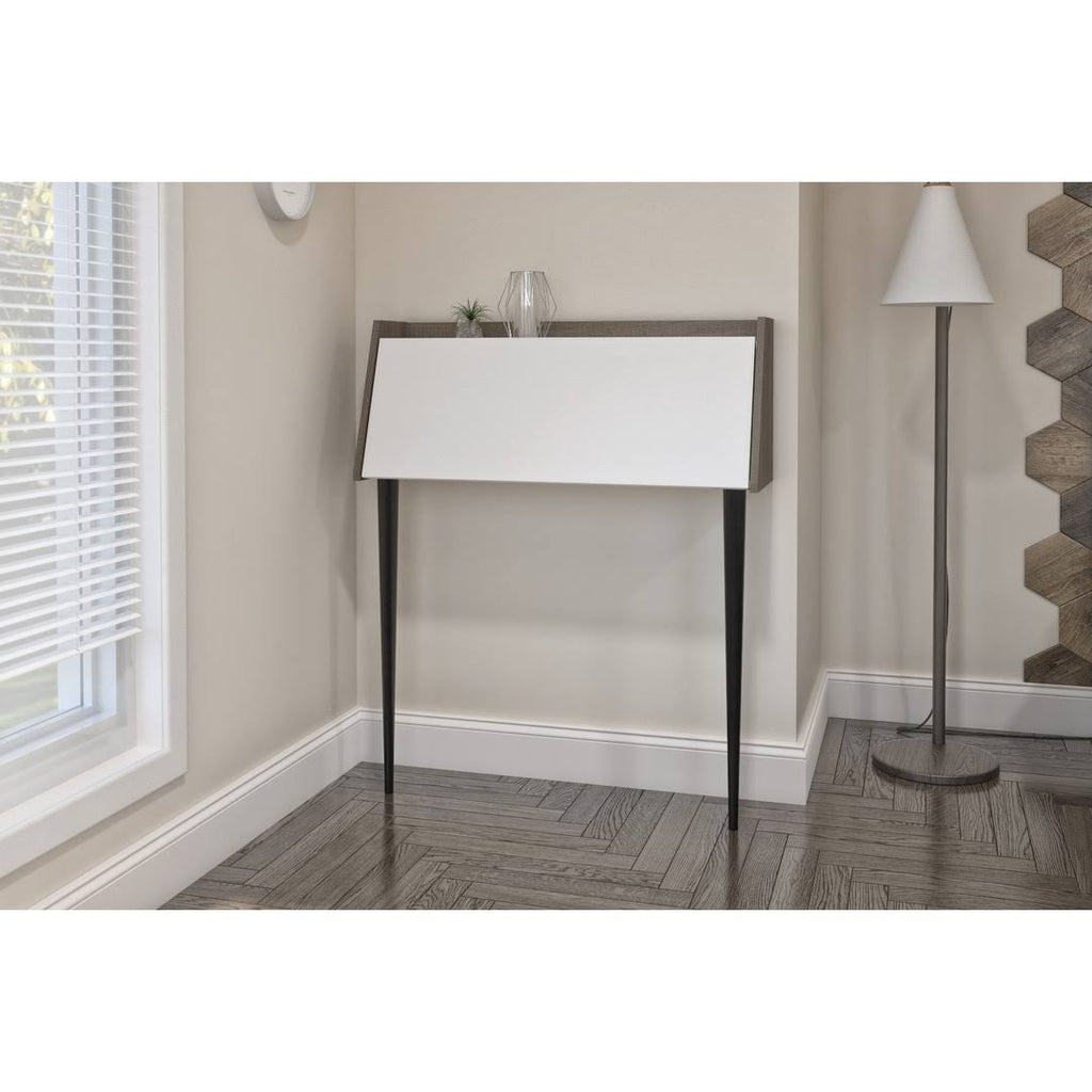Secretary Desk in White and Bark Grey C4188