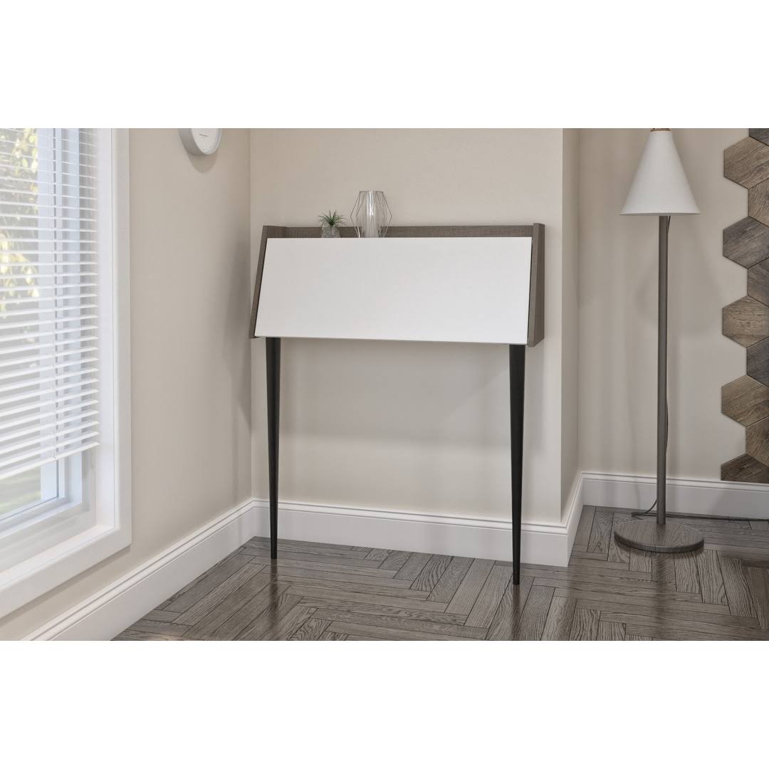 Secretary Desk in White and Bark Grey C4188