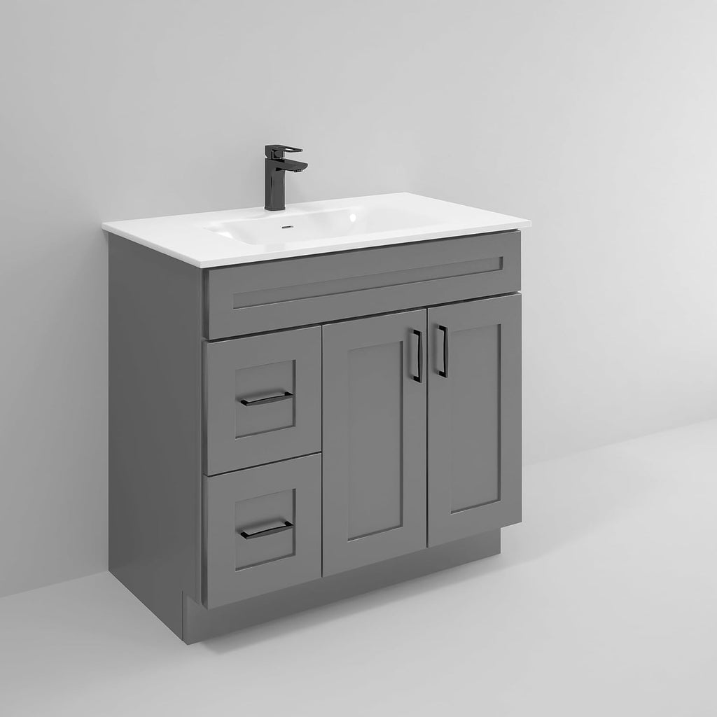 Gray Shaker Bathroom Vanity Sink Base with Drawers 36 in Cabinet M810