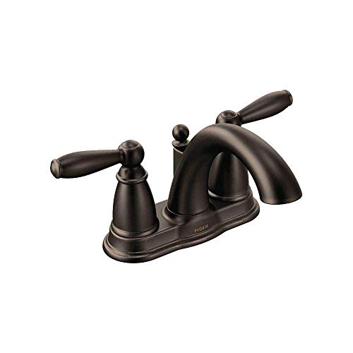 Oil Rubbed Bronze Two-Handle Low Arc Centerset Bathroom Faucet with Drain Assembly O5134