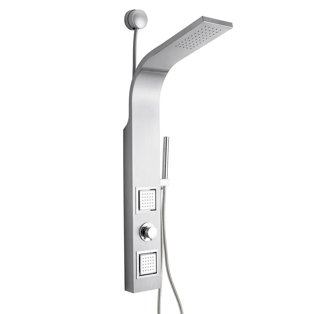 Stainless Steel Shower Panel System with Rainfall Shower Head and Handheld Shower Wand C972