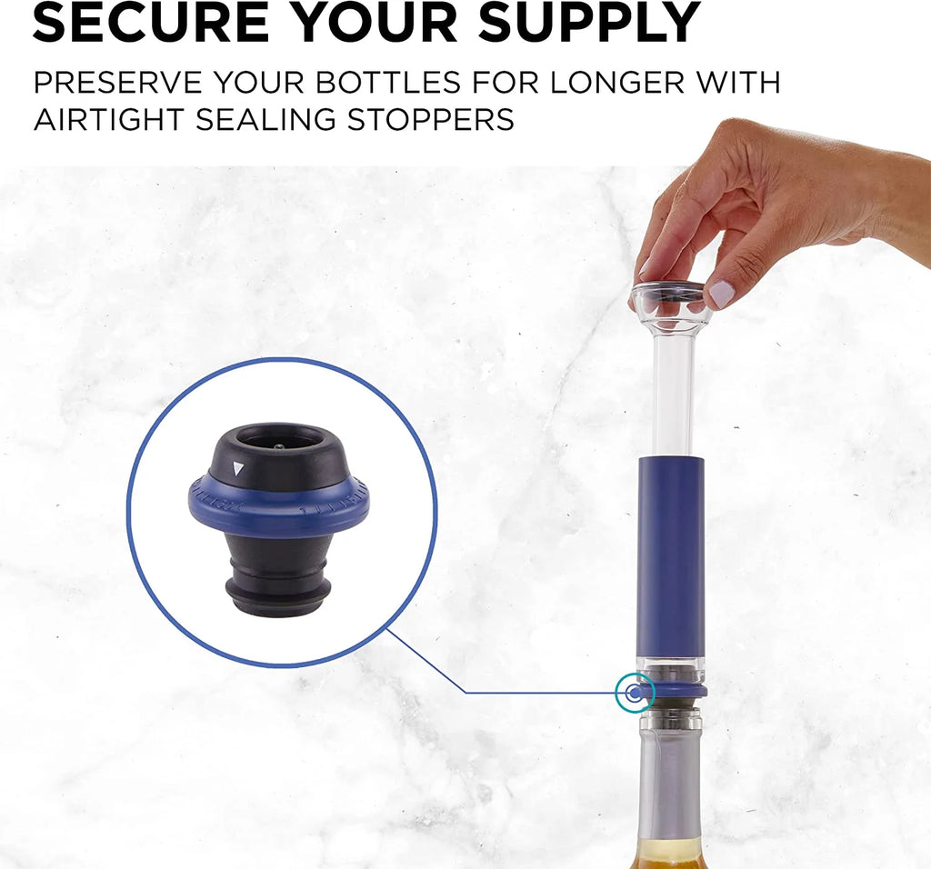 Wine Accessory Kit with Electric Bottle Opener, Aerator Dispenser, Preserver Pump, Cork Stoppers & Foil Cutter D1721