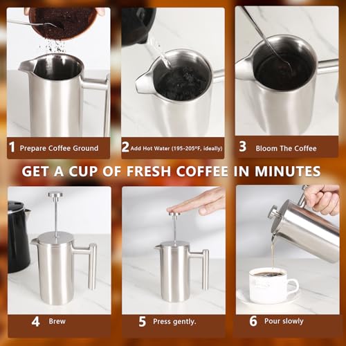 12 OZ Stainless Steel French Press Coffee Maker E5012