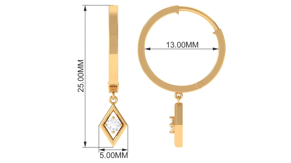 14K White Gold Geometric Hoop Earrings V4298