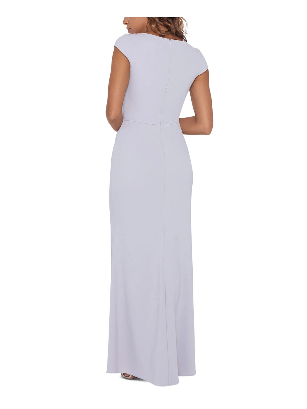 Gray Stretch Zippered Full-Length Formal Gown Dress I554