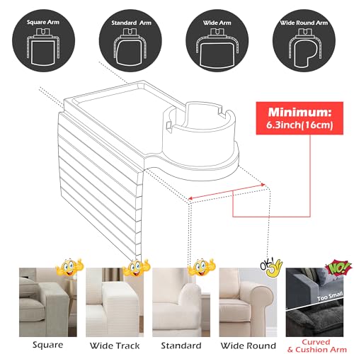Bamboo Sofa Arm Rest Table with Cup Holder S567824