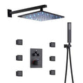 Black 3 Way LED Thermostatic Complete Shower System with Rough-In Valve G2914