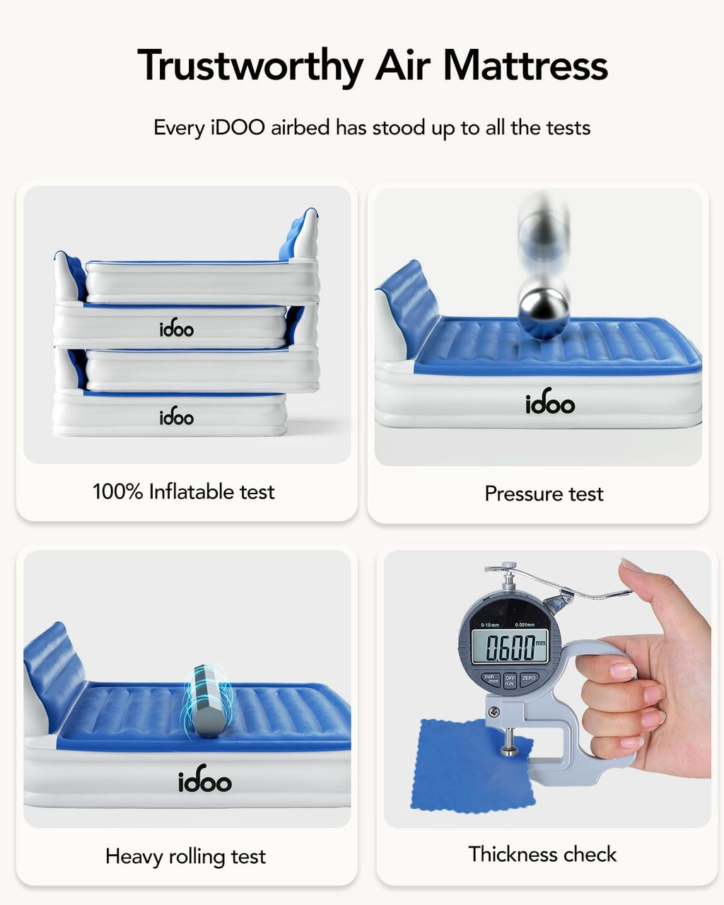 15" Blue Full Size Air Mattress with Built in Pump B355577