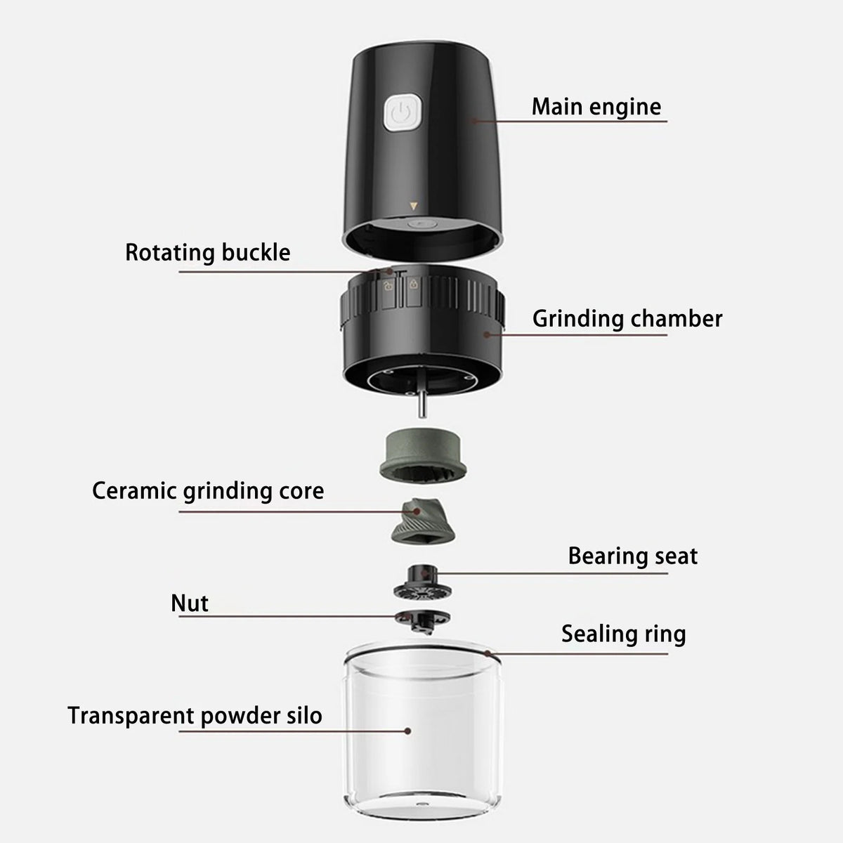 Black Cordless Electric Burr Coffee Grinder X2206