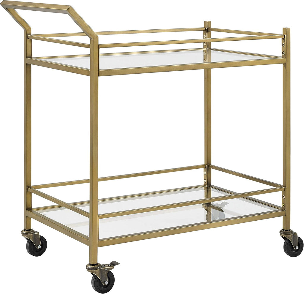 Gold and Glass Rolling Bar Cart S117548