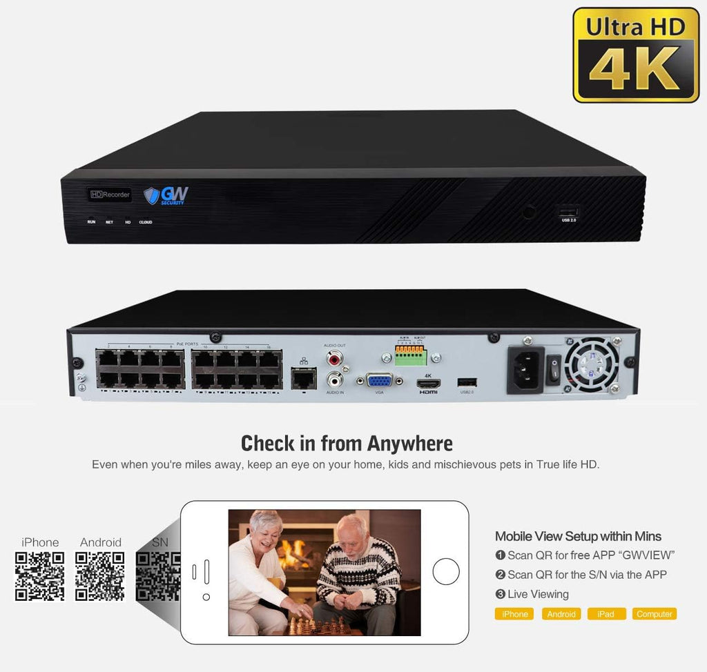 16 Channel 4K NVR 12 x 5MP Dome POE Security Camera System W985332