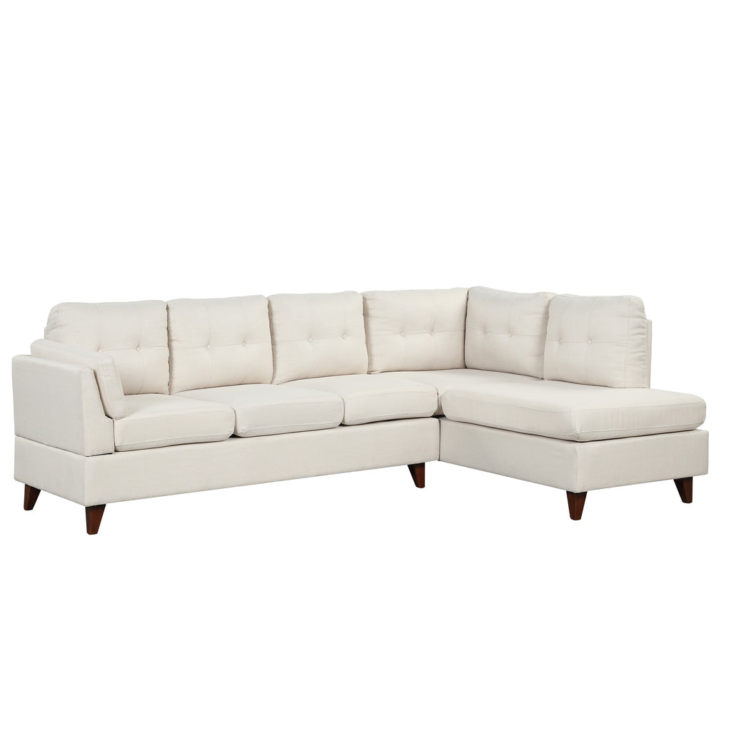 Beige Linen Fabric Sectional Sofa with Lumbar Pad M627