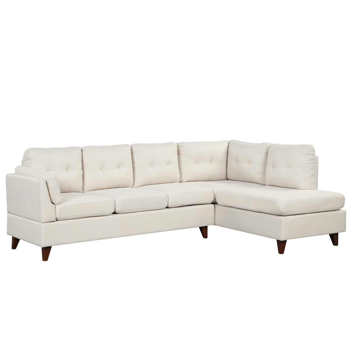 Beige Linen Fabric Sectional Sofa with Lumbar Pad M627
