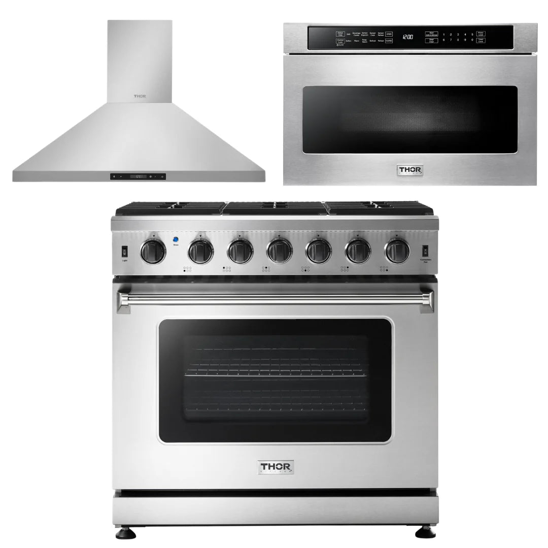 36 Gas Range, Range Hood, Microwave A8529