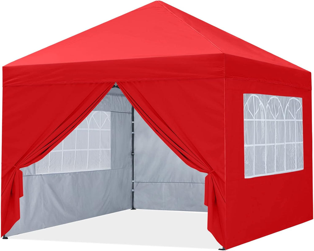 10X10Ft Pop up Canopy Tent Enclosed Instant Folding Canopy Shelter with Church Window Outdoor Pavilion Tent (Royal Blue) N98429