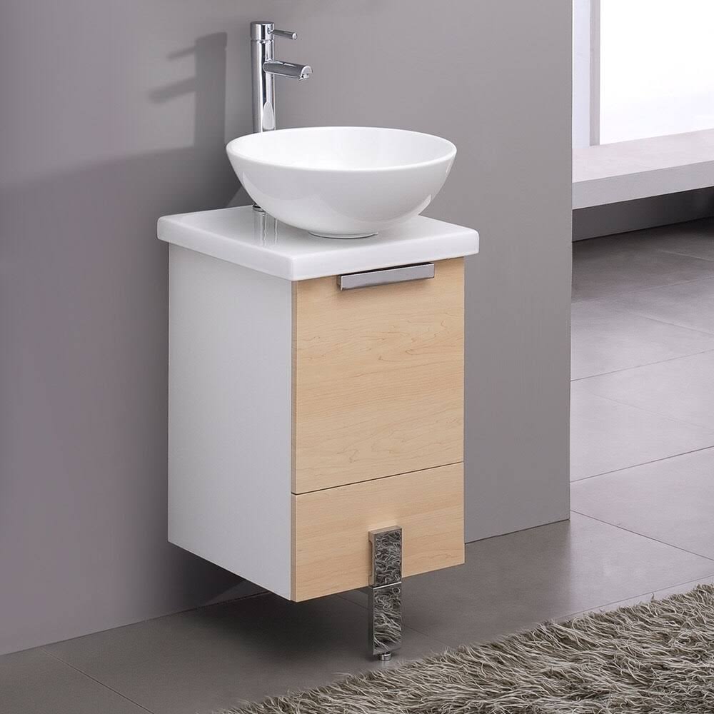 16x22 Light Walnut Bathroom Cabinet with Top & Vessel Sink E92034