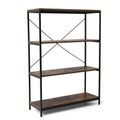 4-Tier Industrial Metal and Wood Bookcase H3136