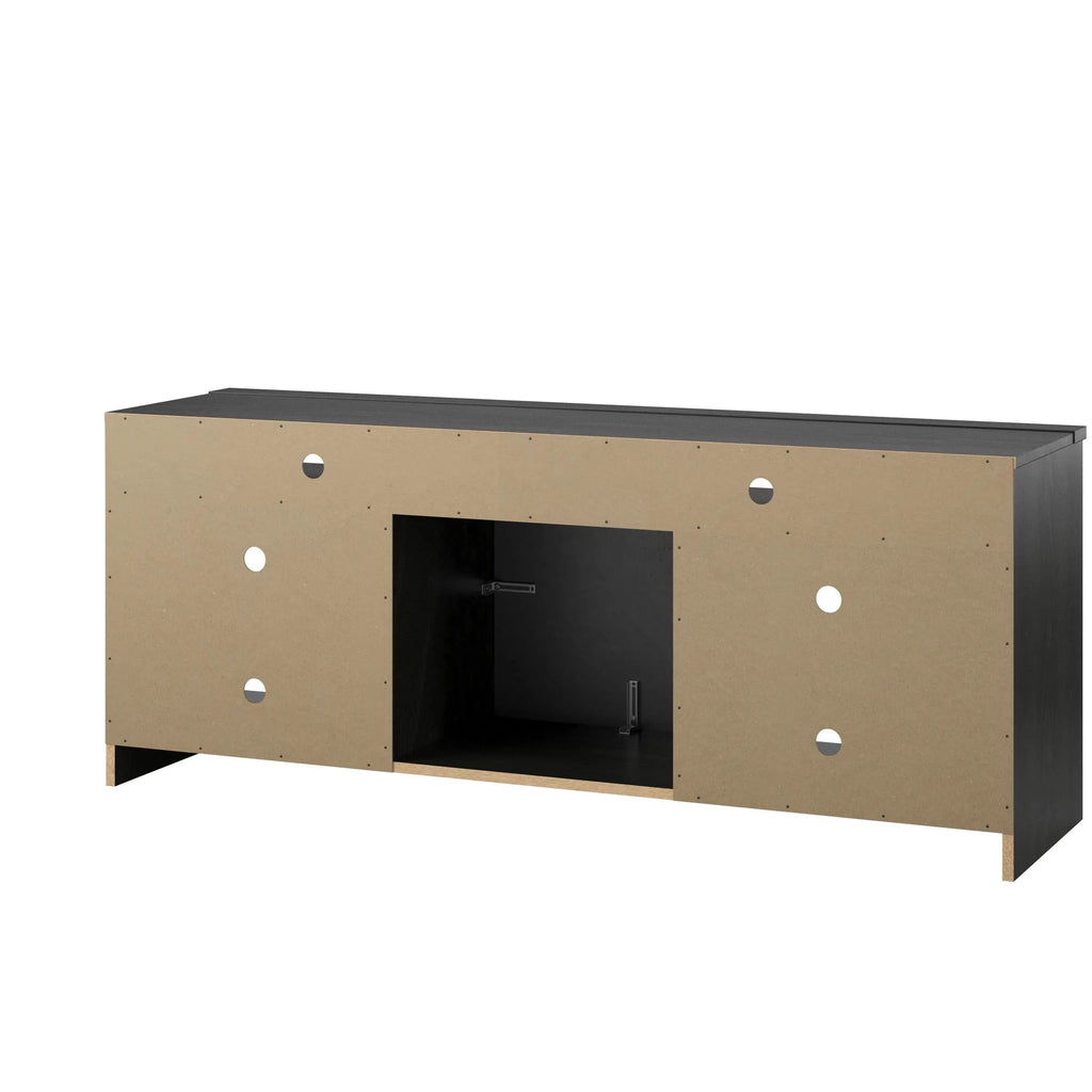 Black Oak TV Stand with Electric Fireplace Insert and 6 Shelves R45900