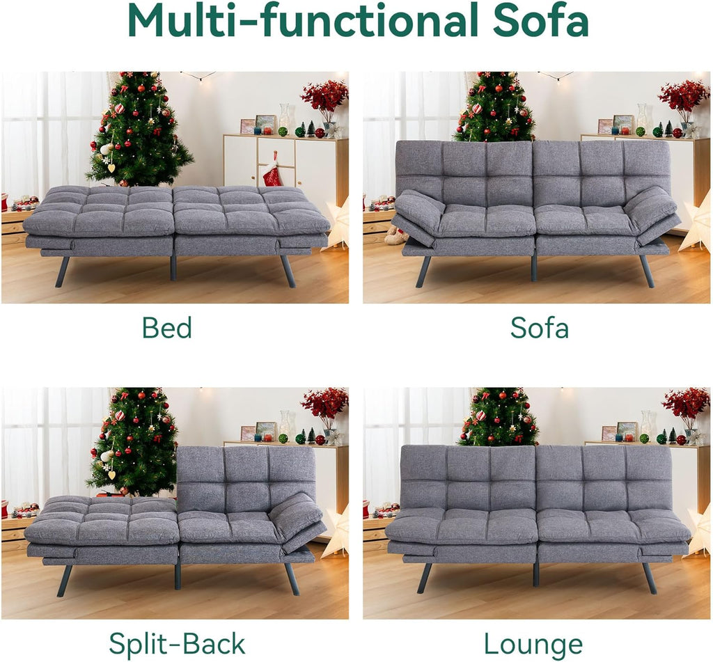Gray Memory Foam Convertible Sofa Bed X85616