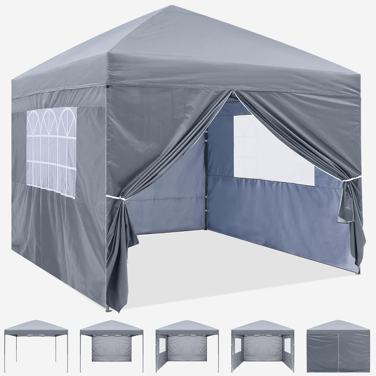 10X10Ft Pop up Canopy Tent Enclosed Instant Folding Canopy Shelter with Church Window Outdoor Pavilion Tent (Royal Blue) N98429