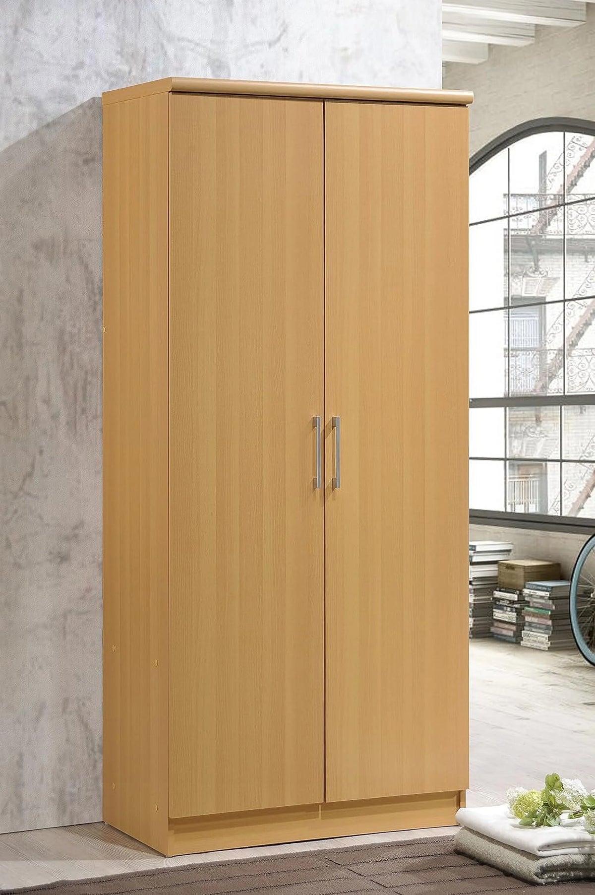 2 Door Wardrobe with Shelves & Hanging Rod X169