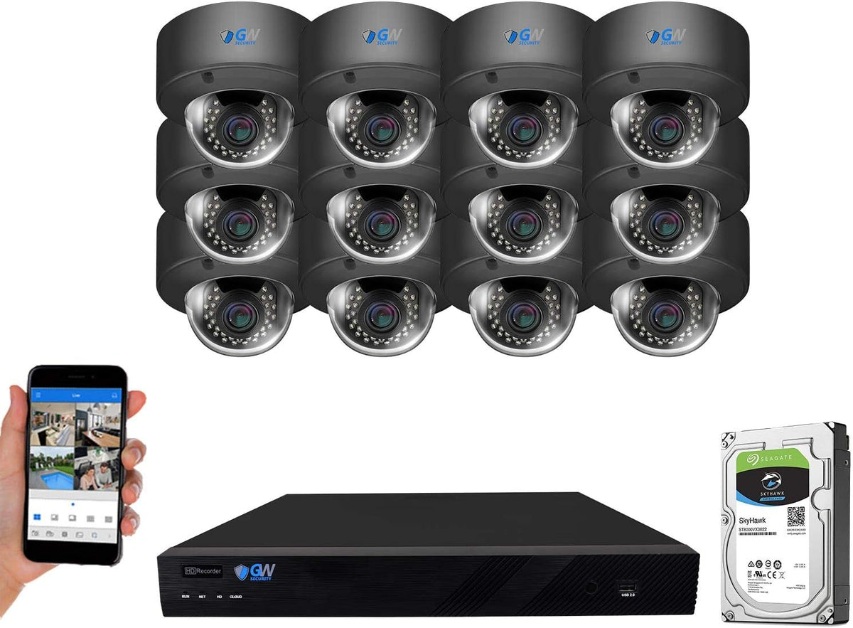 16 Channel 4K NVR 12 x 5MP Dome POE Security Camera System W985332