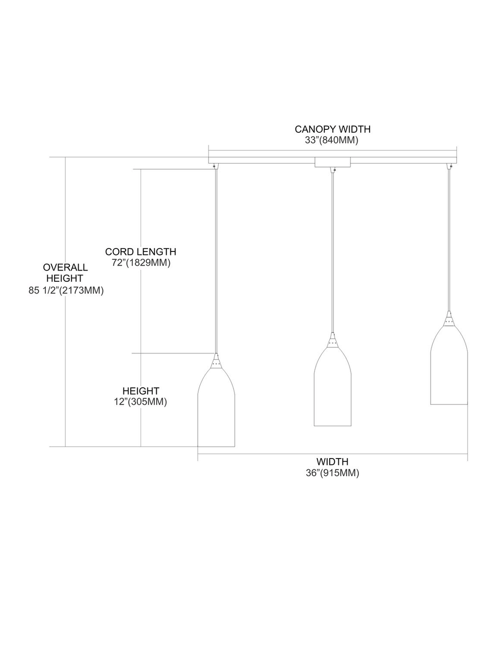 3 Light Pendant Satin Nickel Blue Glass X901