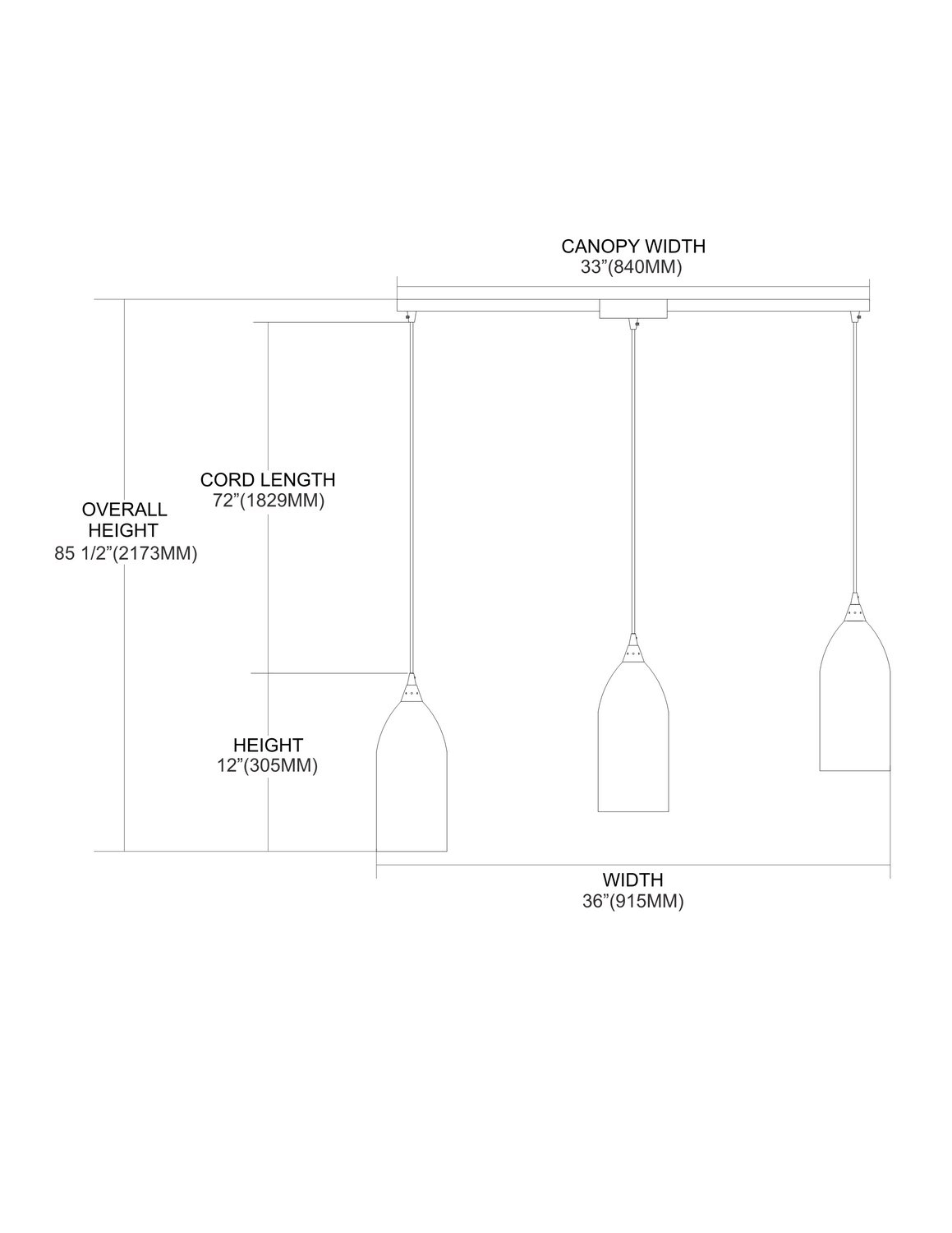 3 Light Pendant Satin Nickel Blue Glass X901