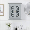 Grey Wooden Wall Storage Cabinet with Double Doors J15268