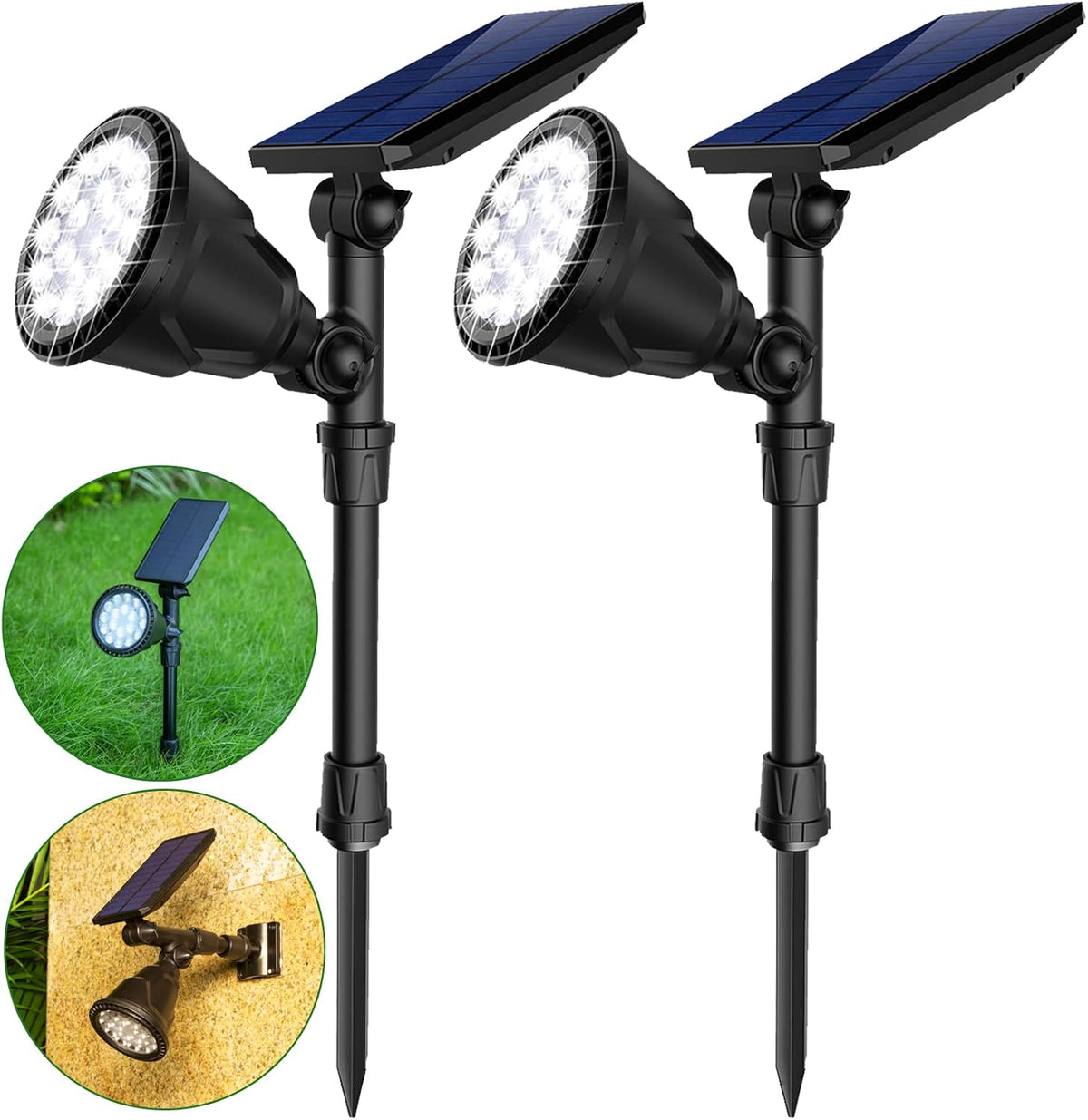 4 Pack Warm White Waterproof Solar Landscape Spotlights W579046