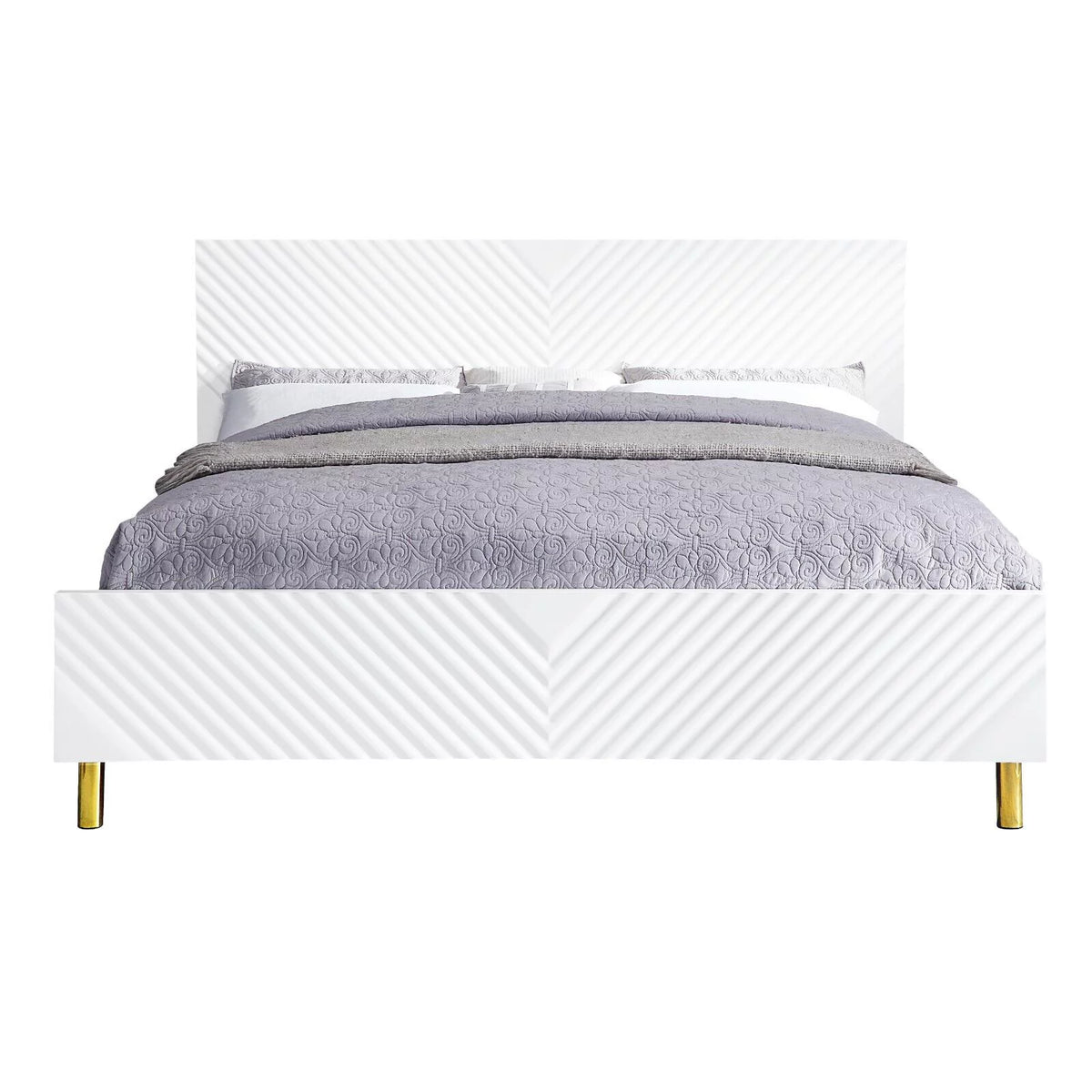 White Gloss Finish Eastern King Size Bed L7289