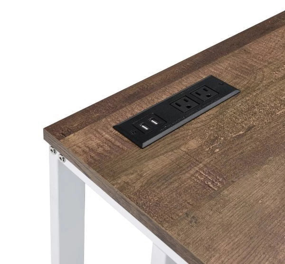 Walnut White Writing Desk with USB Port C962