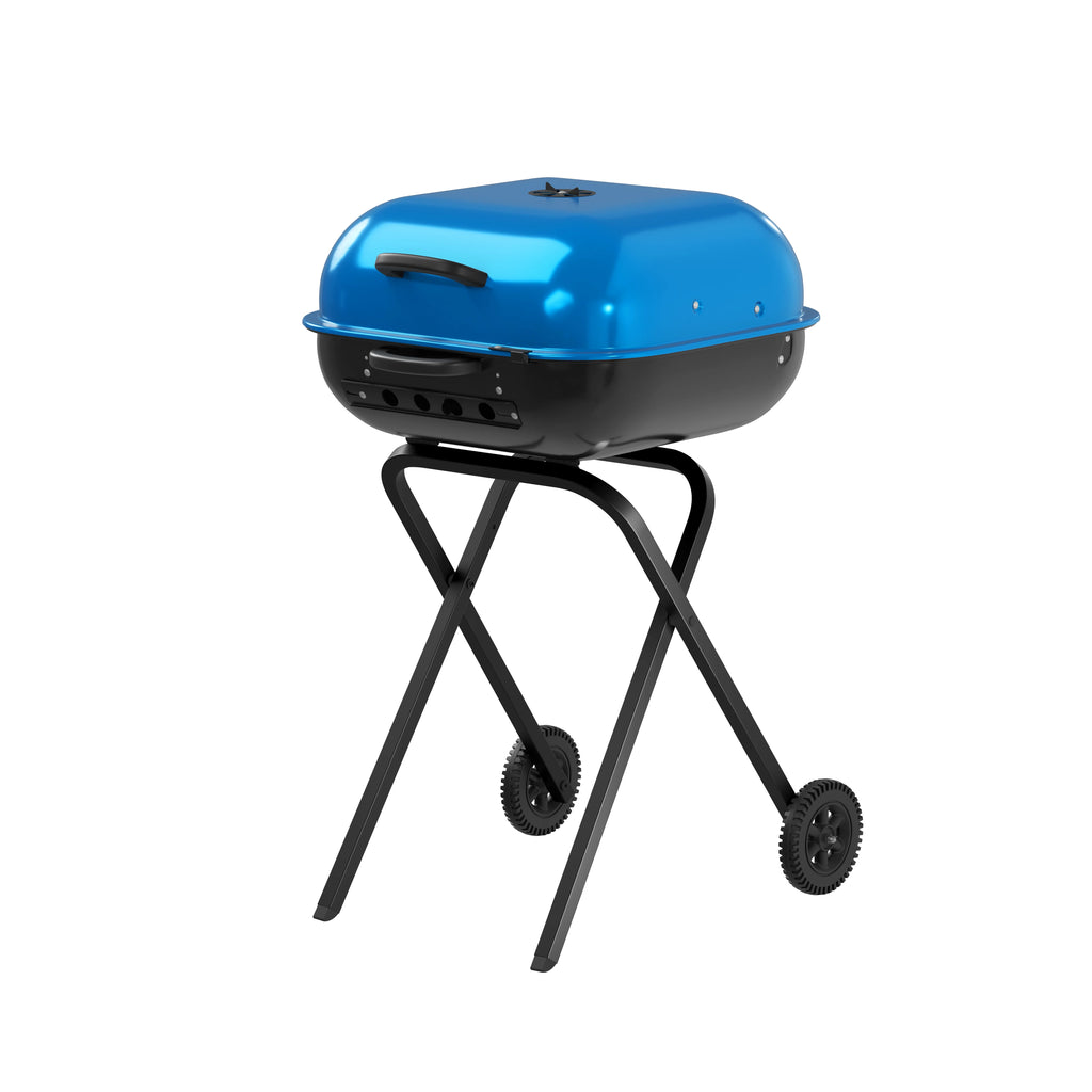 Portable Steel Charcoal Grill in Blue F8553