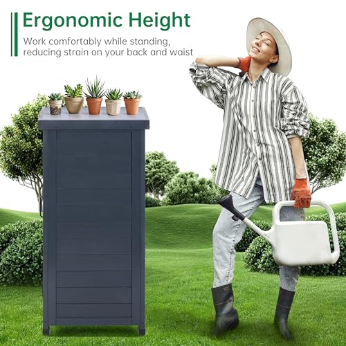 Outdoor Storage Cabinet with Metal Tabletop & Shelves U29771