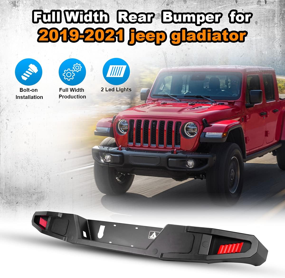 Rear Bumper with 2 Led Lights and Hitch Receiver K32435