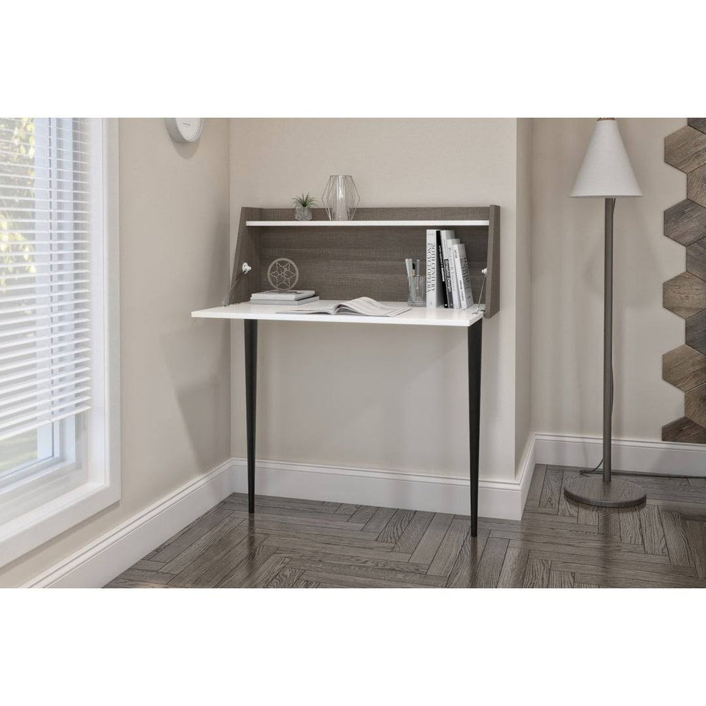 Secretary Desk in White and Bark Grey C4188