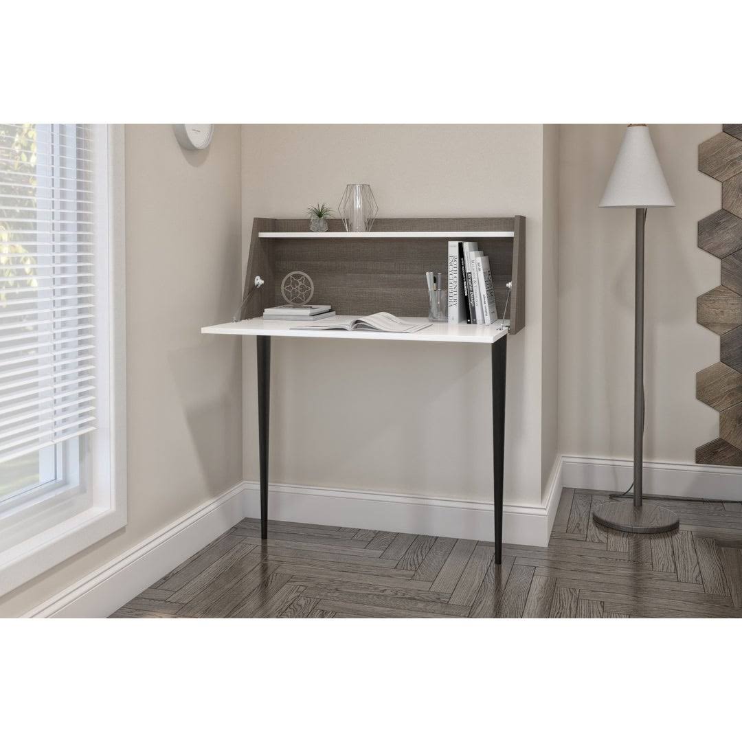 Secretary Desk in White and Bark Grey C4188