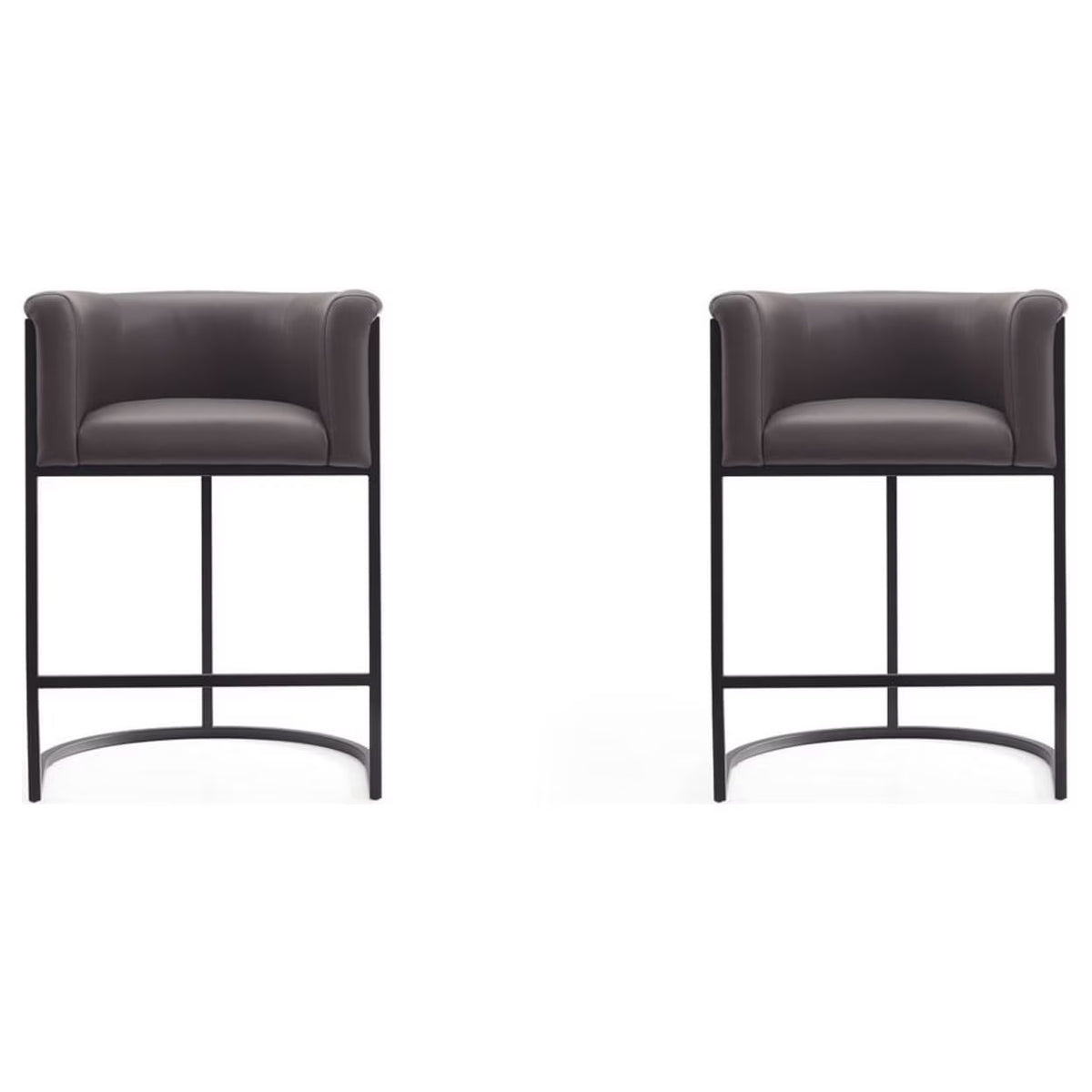 Pebble and Black Metal Counter Height Bar Stool (Set of 2) Y8131