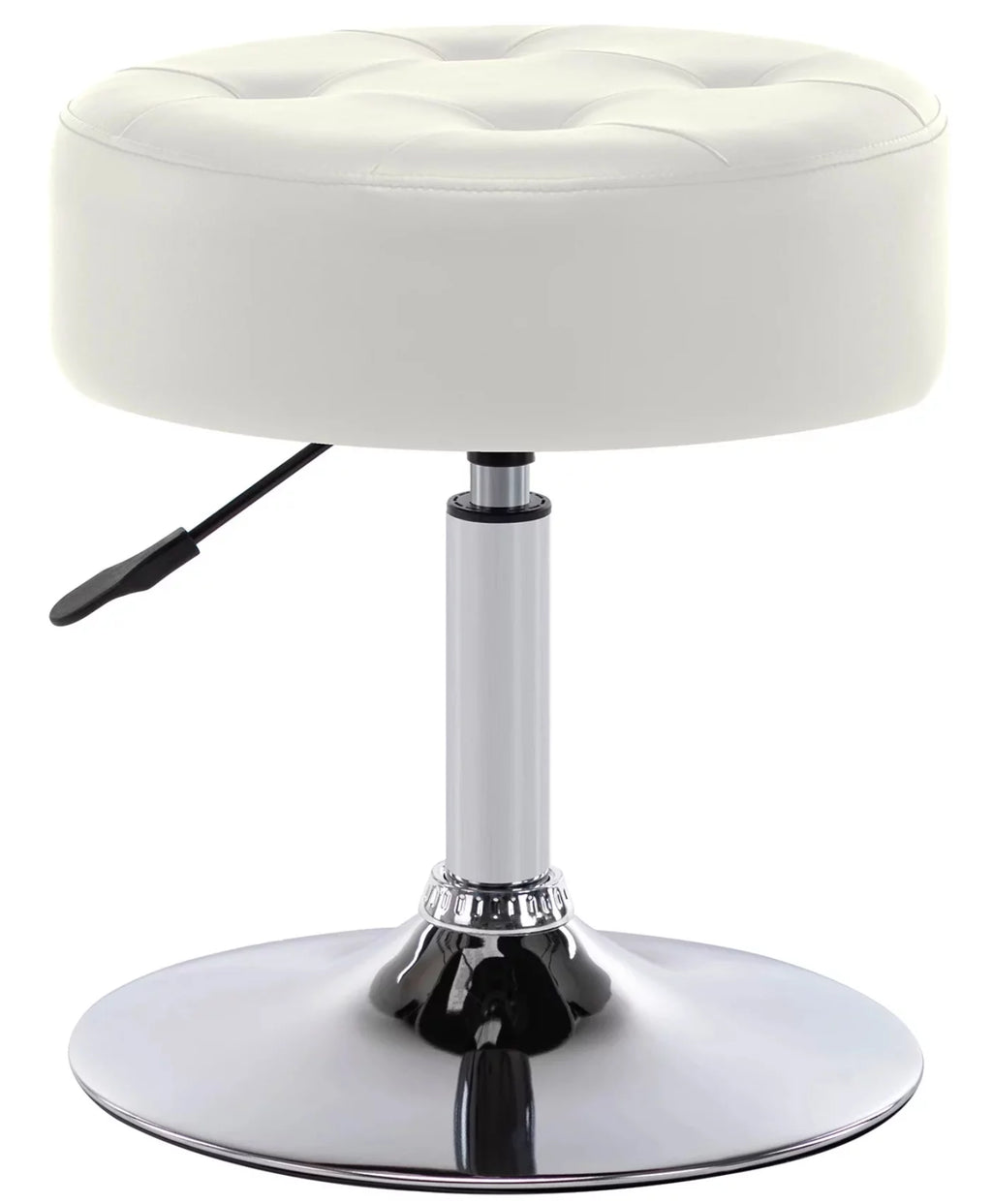 White Faux Leather Adjustable Height Swivel Ottoman Stool D7936