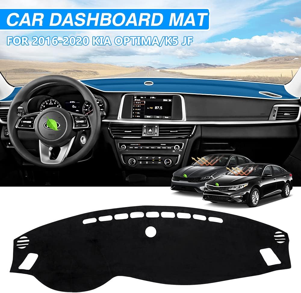 Suede Dash Cover for Kia Optima Dashboard Mat Non-Slip Carpet Odorless Sunshade Protector Pack of 2 Y63034