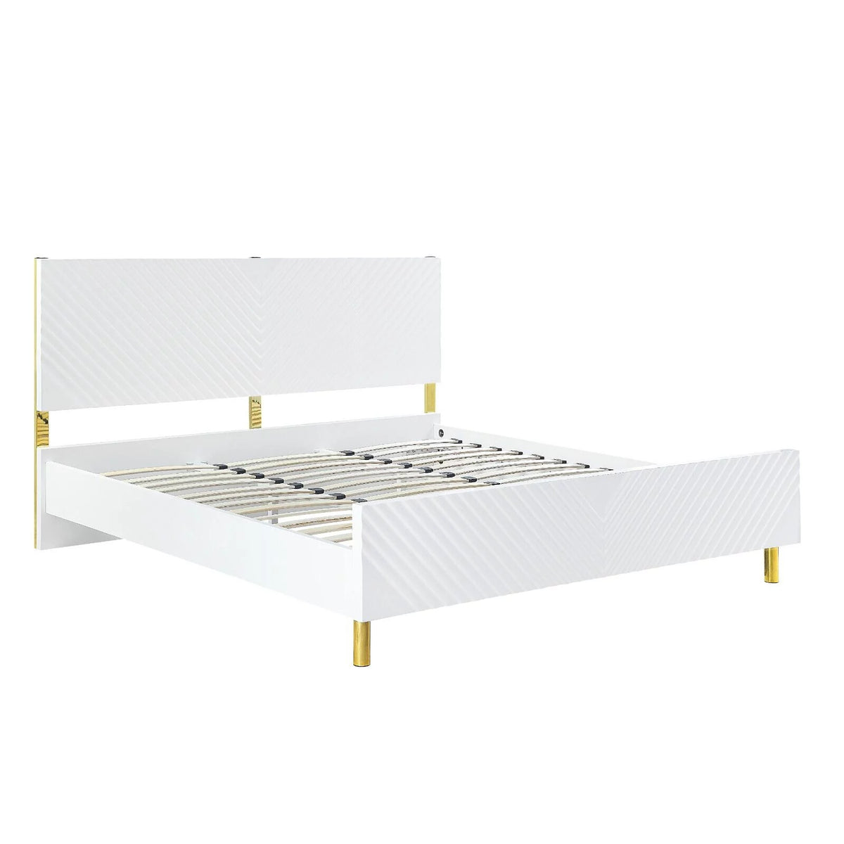 White Gloss Finish Eastern King Size Bed L7289
