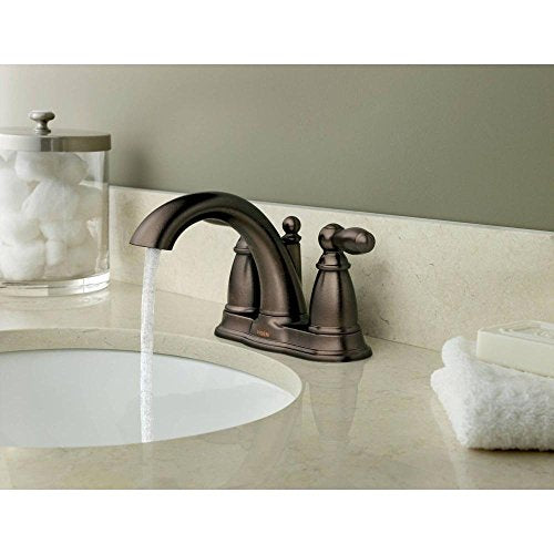 Oil Rubbed Bronze Two-Handle Low Arc Centerset Bathroom Faucet with Drain Assembly O5134