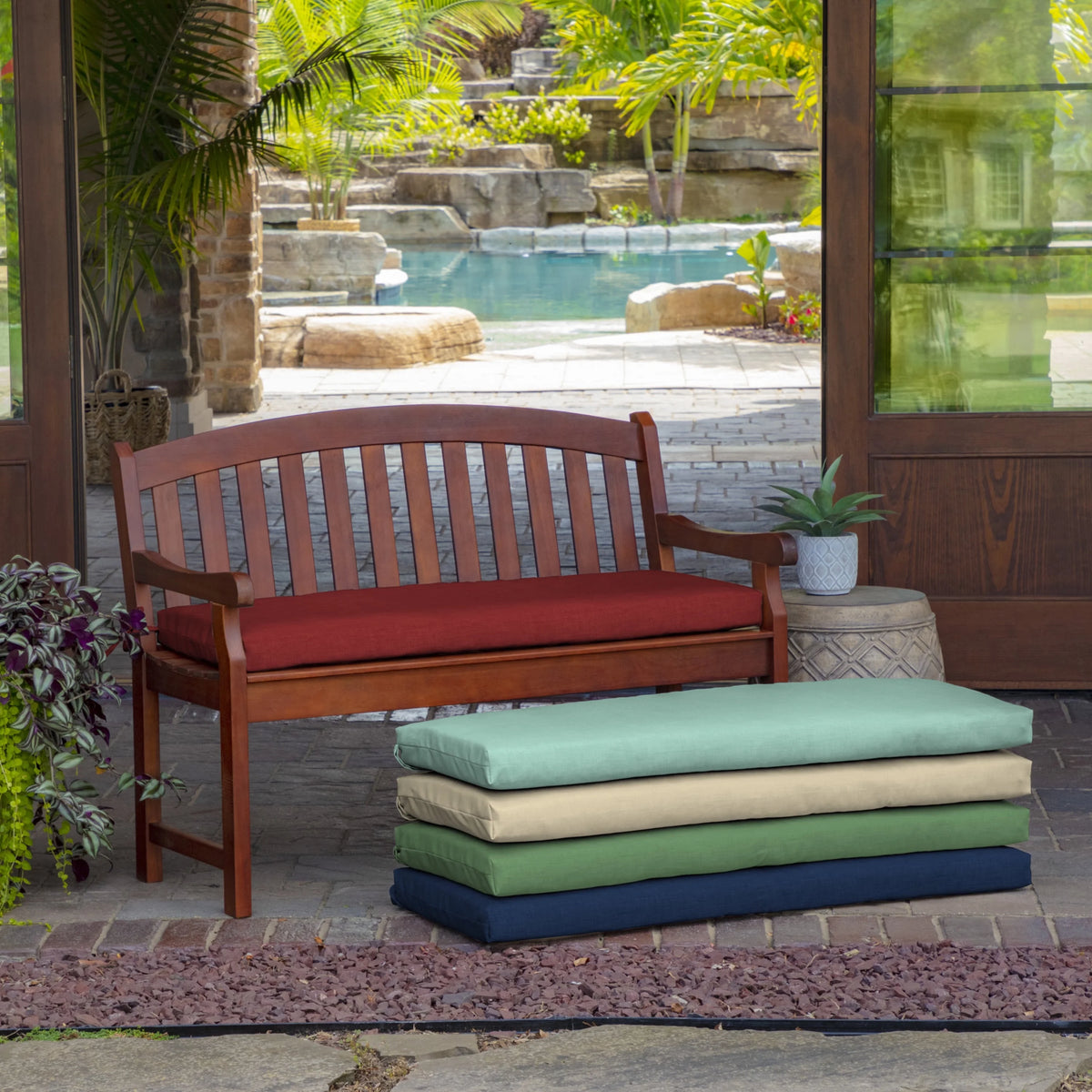 Ruby Red Outdoor Bench Cushion 17 x 46 R594016