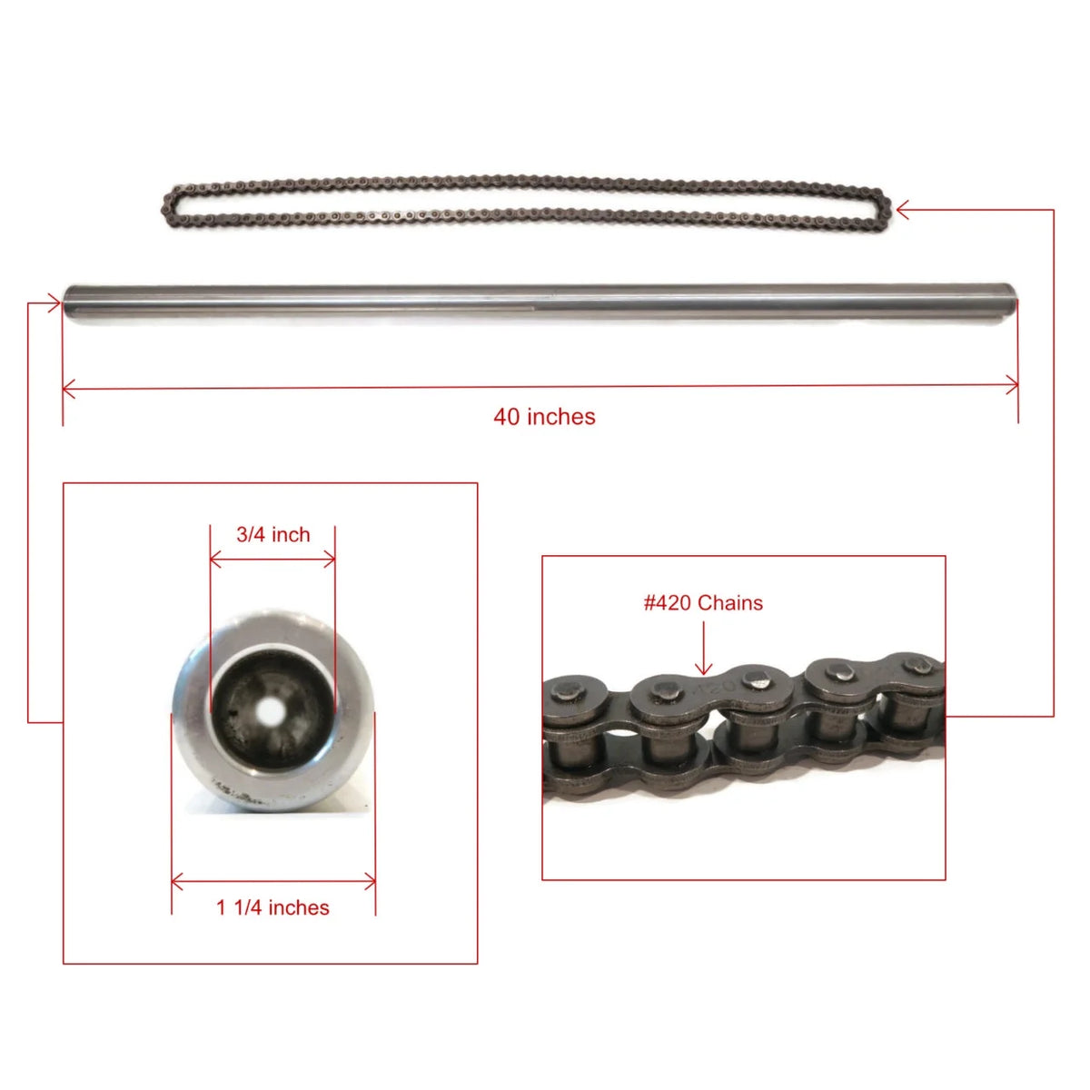 40 Inch Shaft Kit For Drift Trike Bikes With Sprocket Hub 31.75mm M33960